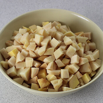 Ginger root, peeled and chopped.