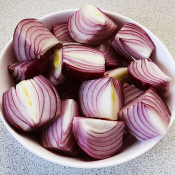 Chopped red onion.