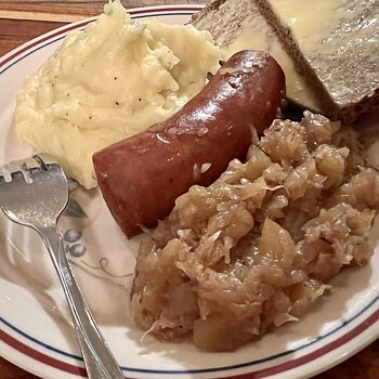 Polish Sausage, Sauerkraut & Mashed Potatoes