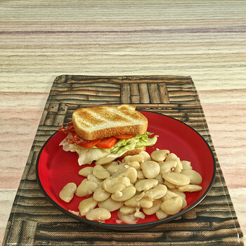 Bacon, Lettuce and Tomato Sandwich with Large Lima Beans