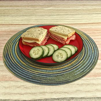 Cold Cuts Sandwich with Cucumber Slices