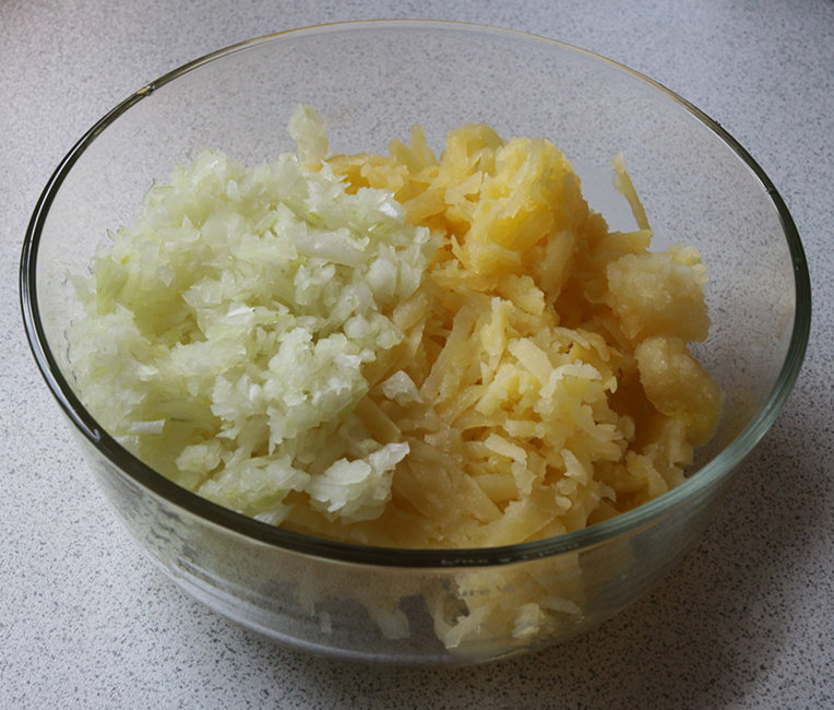 Grated potato,onion and pureed garlic