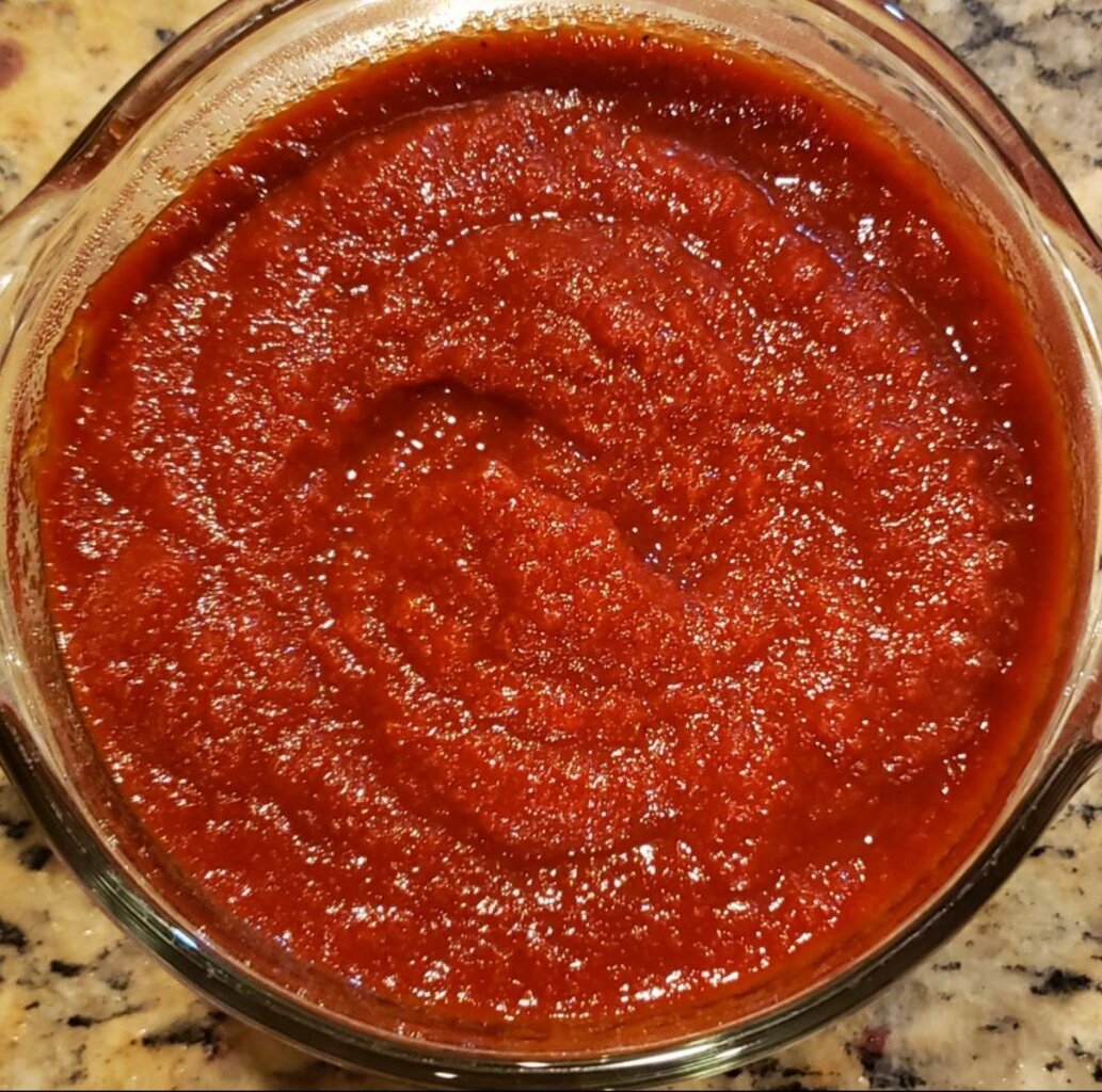 No sugar added ketchup in crockpot after cooking.jpg
