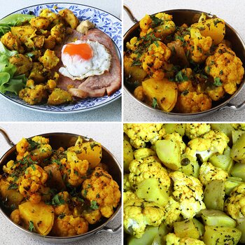 Dry potato and cauliflower curry