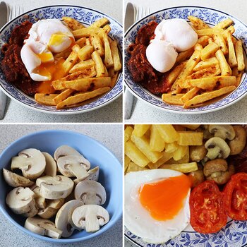 Bacon, egg and chips