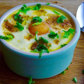 Eggs en Cocotte with Marmite Butter