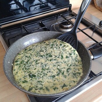 Omelette spinach preparation - time tu turn