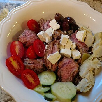 Grilled lamb Souvlaki Bowls