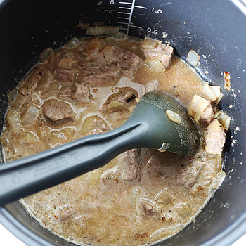 Beef, onions and apple cider