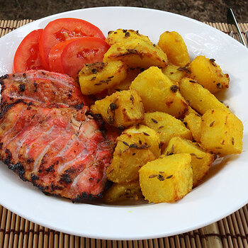 Served with masala potatoes.