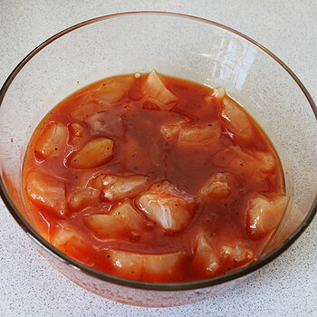 Chicken overnight marinating.