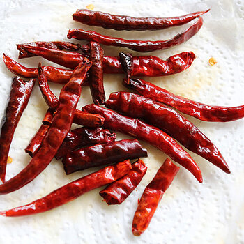 Fried dried chilies.