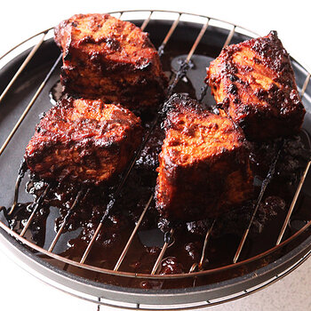 Pork removed from the halogen oven.