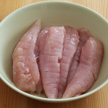 Trimmed chicken.