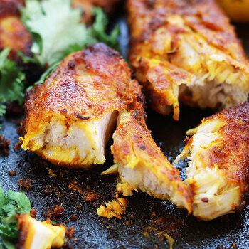 Spicy baked chicken.