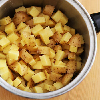 Cut potatoes prior to boiling.