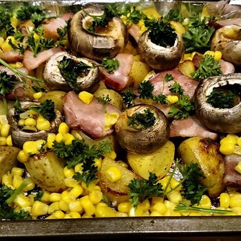 Roasted potatoes tray