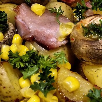 Roasted potatoes closeup