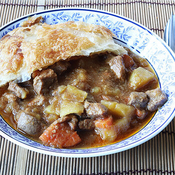 Beef, kidney and potato pie.