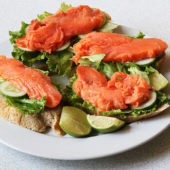 Salmon and cucumber.
