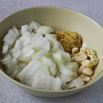 Onion, ginger, garlic.