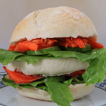 Smoked salmon in sourdough.