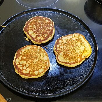 Buckwheat blini cooking