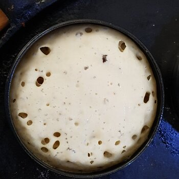 Crumpets cooking nicely