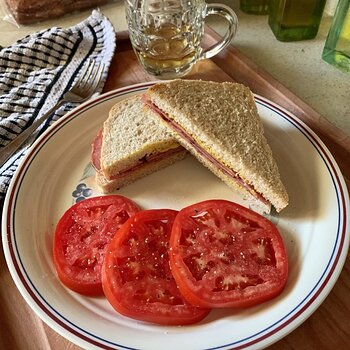 Fried Bologna Sandwich W/ Tomato