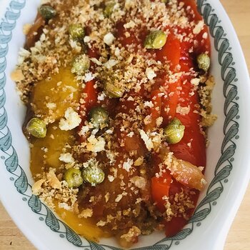 Roasted pepper with capers and toasted breadcrumbs.jpeg
