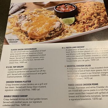 Applebee's Vets' Menu