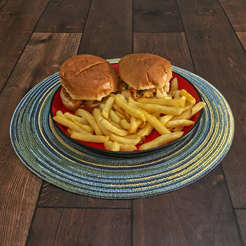 Cheesey Breaded Chicken Sandwiches with French Fries