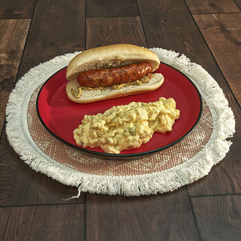 Andouille Sausage Sandwich and Potato Salad