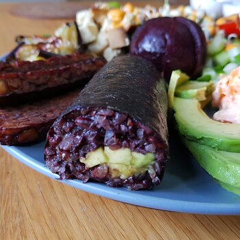 Homemade avo & red rice roll