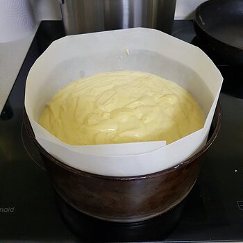 Lemon Potato Cake in the tin