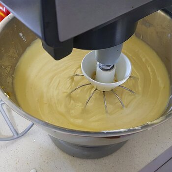 Lemon Potato Cake in the mixer