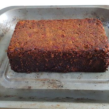 Tempeh loaf before slicing