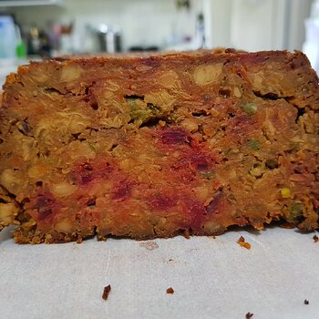 A slice of Tempeh Loaf