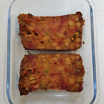 Media '2 slices ready for the sauce' in album 'Recipe - Meatless Meatloaf (Tempeh Meatloaf)'