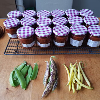 Some of the Spicy Pear Chutney in jars