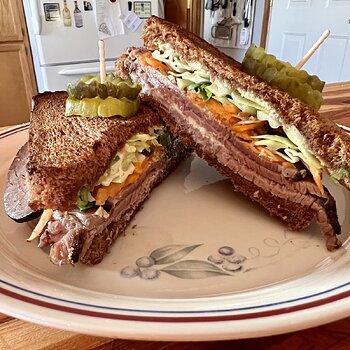 Rye Toast with Roast Beef & Coleslaw