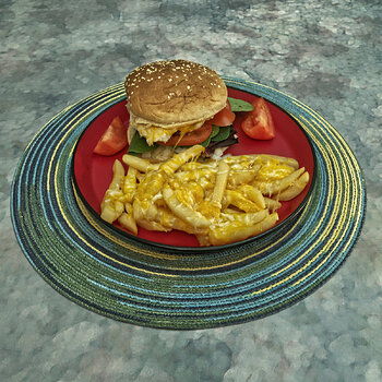 Grilled Chicken Sandwich with Cheesey French Fries