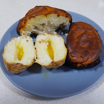 Jacket potato, baked cauliflower & Tempeh Loaf