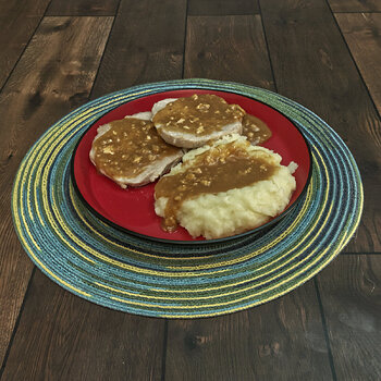 Butterfly Pork Chops, Mash Potatoes and Pork Gravy