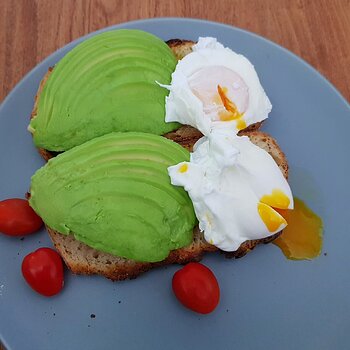 Poached eggs & Avocado on Sourdough Toast