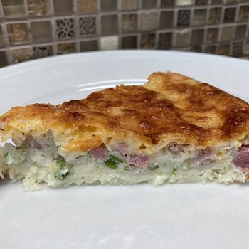 A slice of Impossible Ham & Cheese Pie