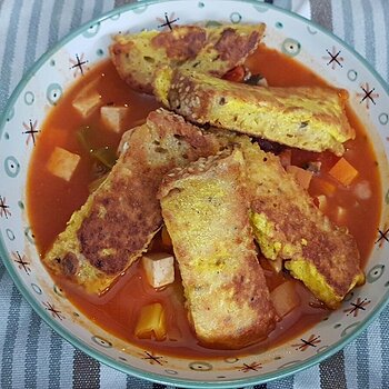 Bean & Veg Stew with Egg Fried Sourdough