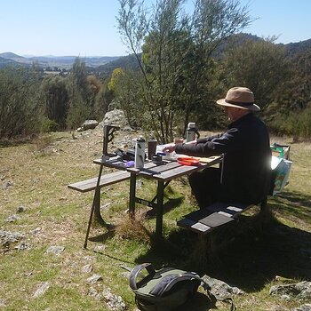 A picnic bench with a view