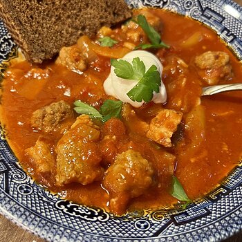 Hungarian Sausage Stew with Ale