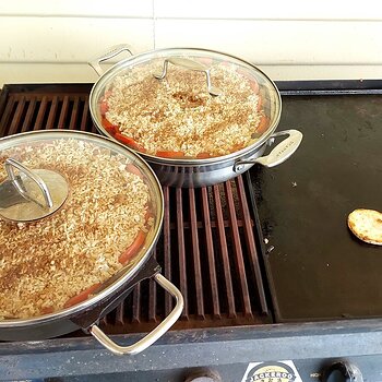 Lids on and cooking